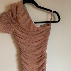 Rose gold/blush One shoulder sexy dress